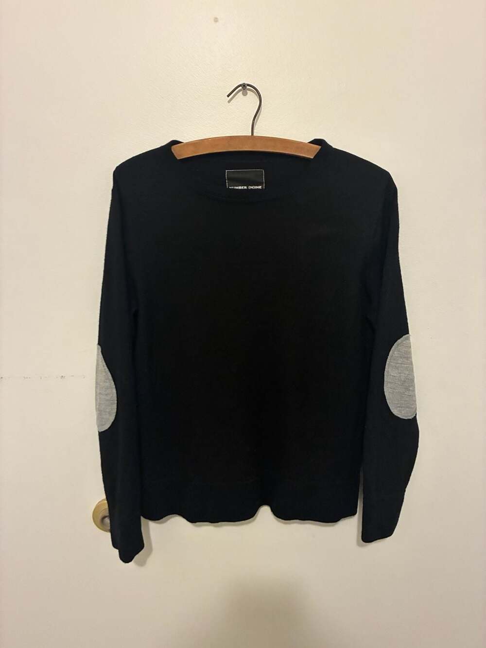 Number (N)ine Elbow Patch Wool Sweater Size 3 Black